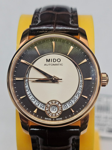 Reloj Mido Dama Automático Impecable Café Dorado Cafe Con Beige (Usado)