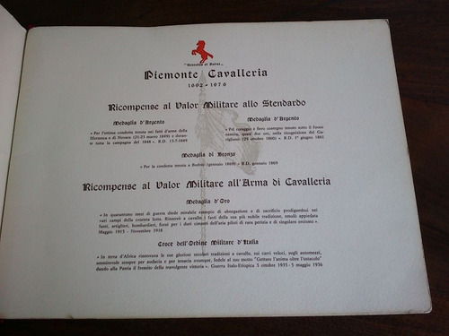 Imagen 2 de 4 de Piemonte Cavalleria 1692 - 1976 Ricompense Al Valor Militare