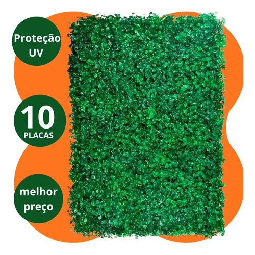 Kit C/10 Jardim Vertical Artificial Placa Buchinho 60x40cm Branco