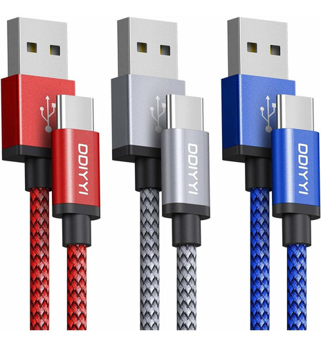 Ddiyyi - Cable Usb Tipo C De Carga Rápida [3 Unidades De 3 P