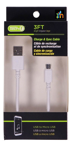 Cable De Carga Y Sincronización Para Celular Con Puerto Usb Color Blanco