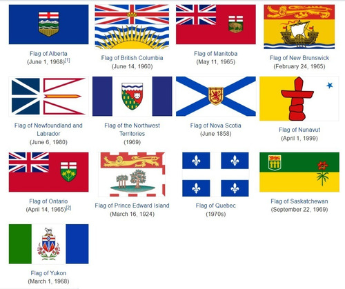 Banderas De Las Provincias Y Territorios De Canada 90x60 Cm