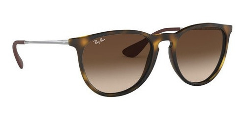 Imagen 3 de 4 de Anteojos de sol Ray-Ban Erika Classic Standard con marco de nailon color matte tortoise, lente brown de policarbonato degradada, varilla gunmetal de metal - RB4171
