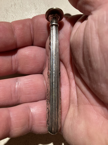 Mango Porta Sello Para Lacre Francés Metal Labrado Vintage !