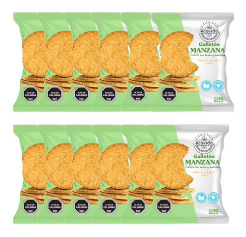 Pack X 12 Galletas Avena Manzana Verde Sin Azúcar