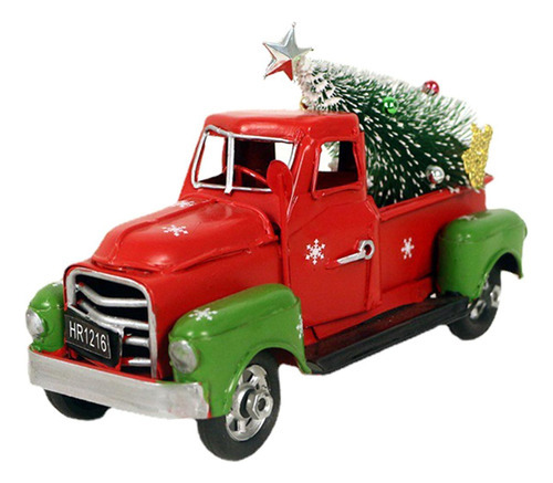 Camión Rojo Navideño, Modelo De Coche Con Árbol De Navidad [