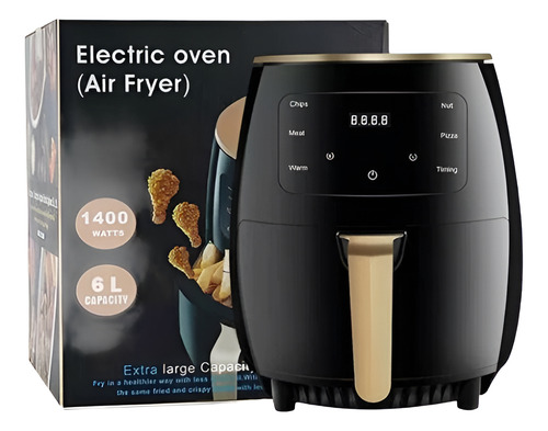 Air Fryer 6l Eléctrica Control Temperatura Sin Aceite Color Negro