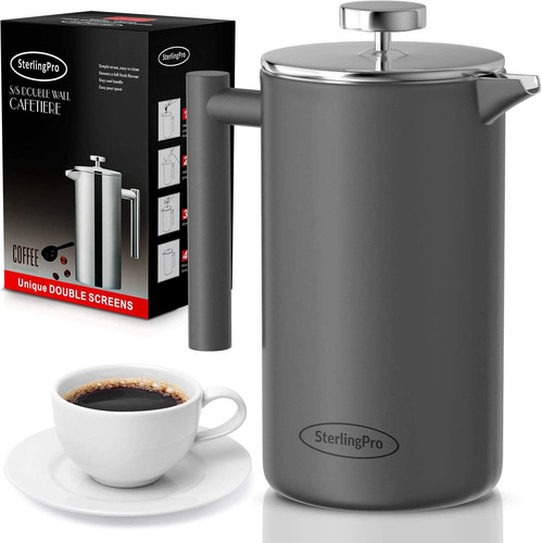 Cafetera De Prensa Francesa Sterlingpro, Gris, Cap Max 1.5l