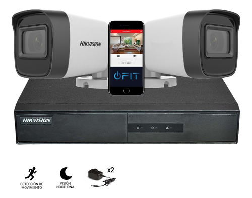 Imagen 1 de 10 de Camara Seguridad Kit Hikvision Dvr 4 Canales + 2 Cam 720p
