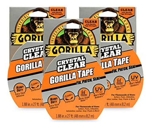 Gorilla Crystal Clear Duct Tape, 1.88  X 9 Yd, Transparente,