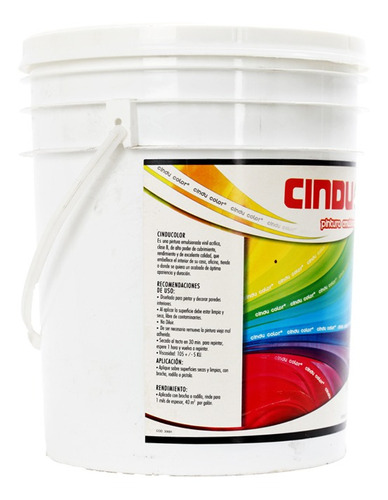 Imagen 2 de 3 de Pintura Caucho Interior Blanco Cuñete Cindu Color (b)