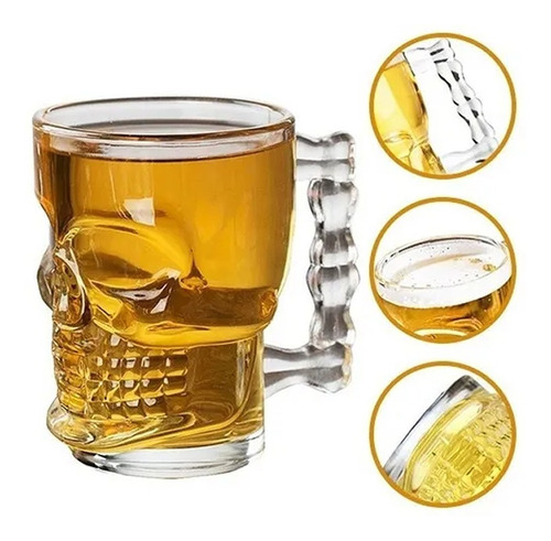 Imagen 3 de 4 de Tarros Para Cerveza De Vidrio Diseño Cráneo Capacidad 500 Ml