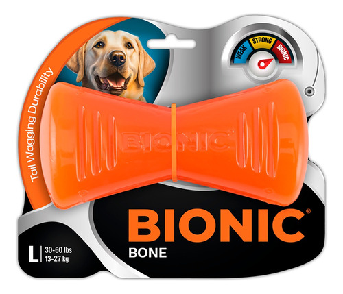 Juguete Rellenable Bionic Large Hueso Resistente Para Perros Color Naranja