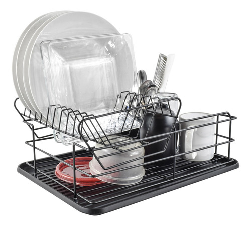 Escurridor Áncora De Platos Trastes Metal Negro