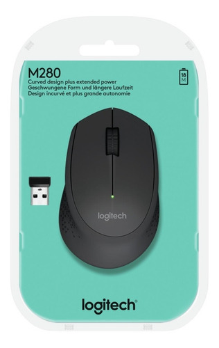 Logitech M280, Mouse Inalámbrico / Cómodo Diseño Curvo Negro