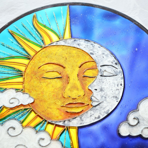 Imagem 2 de 7 de Mandala Sol E Lua Em Espelho De 20cm