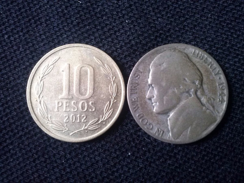 Moneda Estados Unidos Five Cents Níquel 1944 Ceca P (c31)