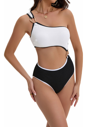 2025 Bikini De Una Pieza Con Bloques De Color Para Mujer