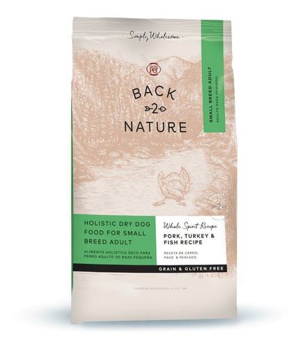 Back 2 Nature Holístico Adulto Raza Chica 2 Kg Pavo-pescado 