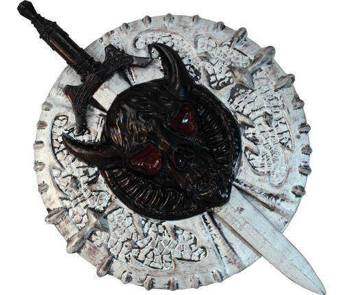 Escudo Medieval Con Espada Gladiador Cosplay Guerreo Disfraz Color Plateado