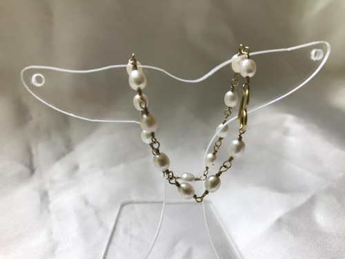 ##072p - Pulseira Em Ouro 18k C Perolas - 19cm Compr