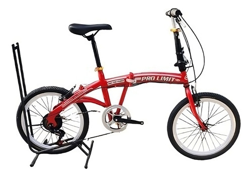 Bicicleta paseo plegable Pro Limit   R20 frenos v-brakes color rojo con pie de apoyo  