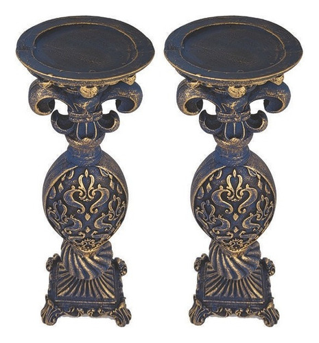 Par Castiçal Flor De Lis Pedestal Decoração Vela Gde 22320