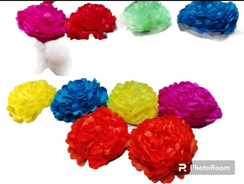 20 Pompones Para Decoración De Sus Eventos. Colores A Elegir