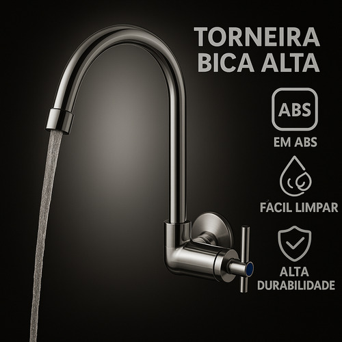 Torneira De Parede Para Pia De Cozinha Água Fria Bica Alta Giratória 360 Graus Com Arejador Acabamento Cromado Instalação Em Parede Design Moderno Alta Durabilidade Fc-79 Via Flix