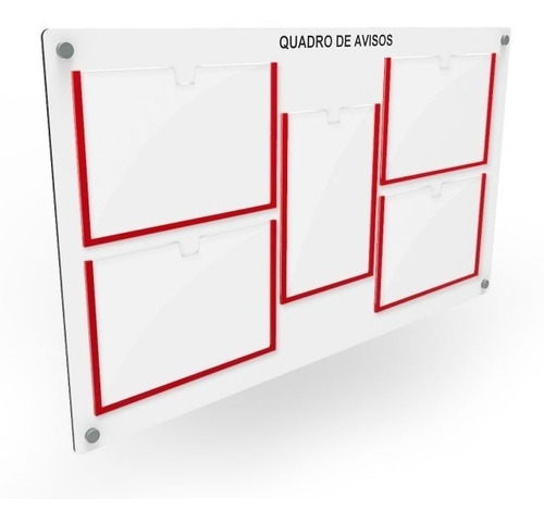 Quadro De Aviso/gestão Mdf 5 Displays Hor/vert. A4 Acrílico