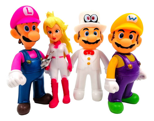 Mario Bros Colección 4 Personajes Individual Muñeco Grande