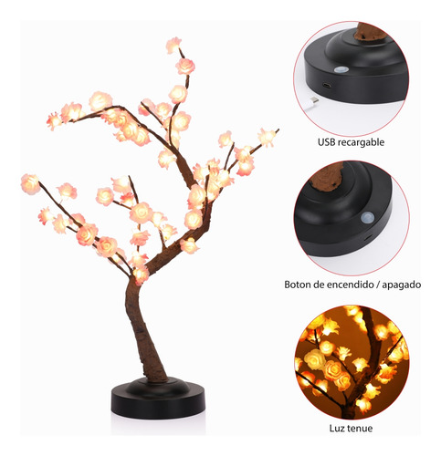 Lámpara De Árbol De Bonsái Con 55 Decoraciones Led Luces