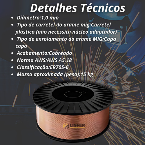 Arame De Solda Com Gás Carretel Mig 1.0mm 15kg Vonder
