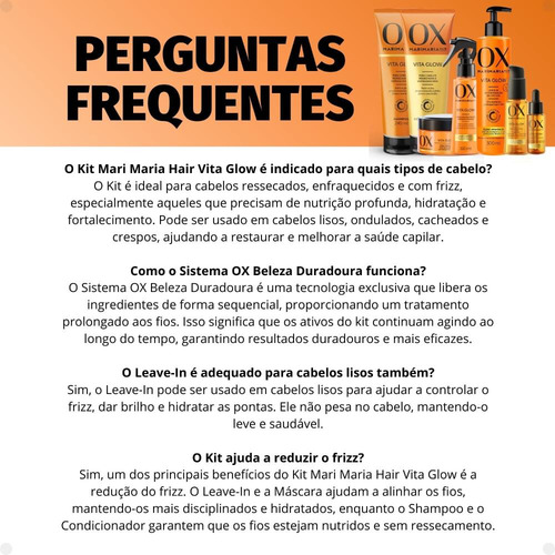 Kit Ox Mari Maria Hair Vita Glow Leave-in Menor Com 7