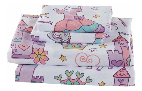 Linen Plus Sheet Set For Girls/teens Crowns Unicorns Rainbow