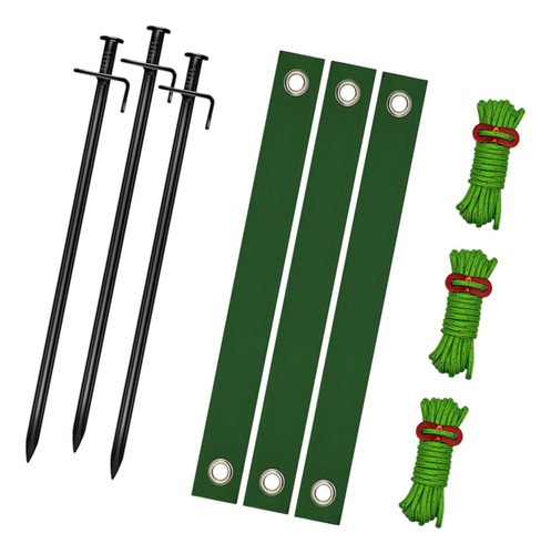 Estacas Y Soportes De Árboles Kit Estaca Negra Cuerda Verde