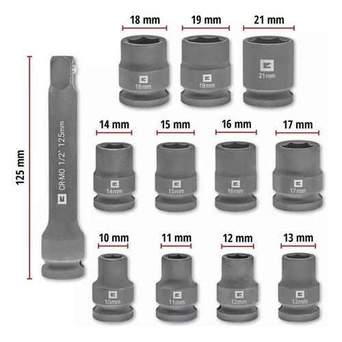 Set 12 Dados De Impacto Hex 109283 Einhell