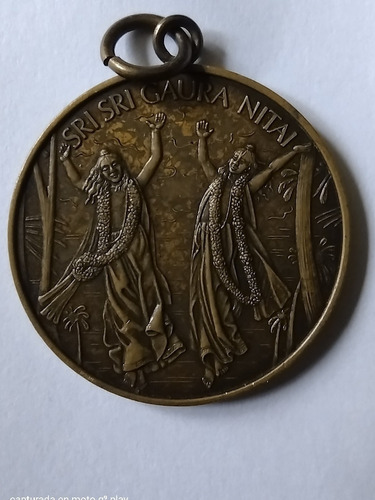 Talismán Medalla Religiosa Sri Chaitanya Krishna Yoga Bronce