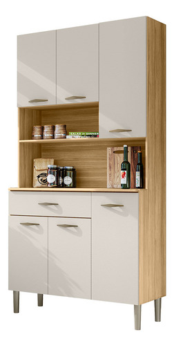 Armário Cozinha 6 Portas 1 Gaveta 90cm Baco Freijó/soft