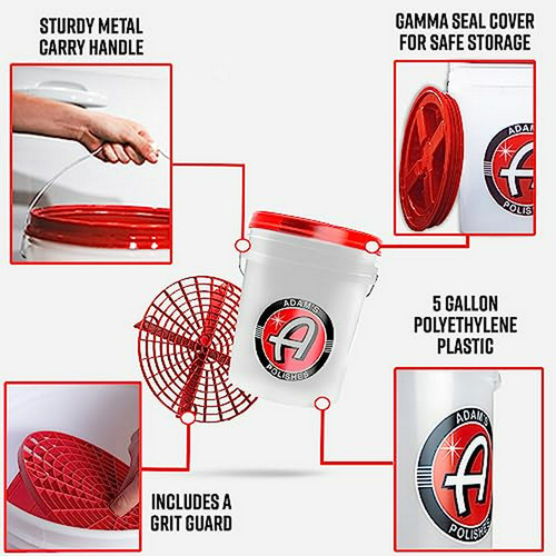Cubo Lavado Coche (5 Galones + Grit Guard + Tapa Gamma Seal)