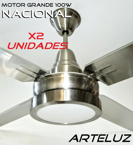 Ventilador Platil Pala Ac.inox Nac. Con Plafon Led 18w X2u