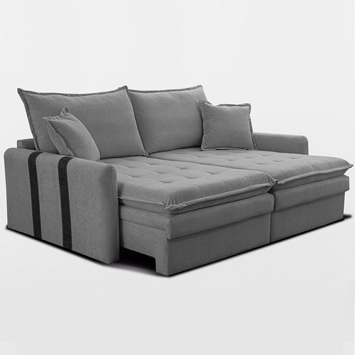 Sofá Sem Caixa Retrátil 1,80m Soft Bonnie Boucle Cama Inbox Cor Cinza Claro