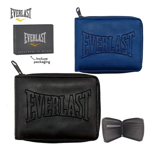 Billetera Hombre Everlast Cuero Ecologico Con Cierre En Caja Porta Tarjetas 25974