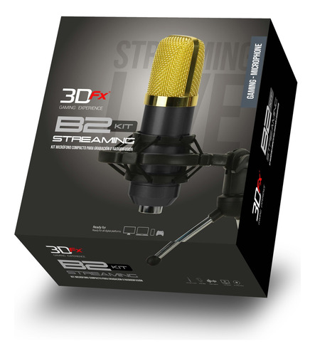 Kit Microfono Condensador Streaming B2 Black 3dfx