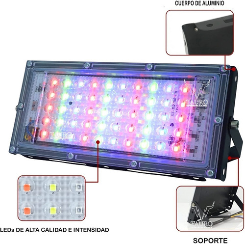 Imagen 4 de 10 de 5 Pack Reflector Led 30w Rgb Multicolor C/control Exteriores