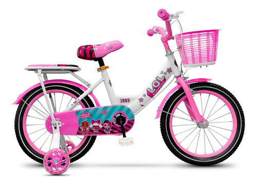 Bicicleta Lol Rod 16 C/ Canasto + Rueditas Armadas - El Rey Color Rosa Tamaño del cuadro Infantil