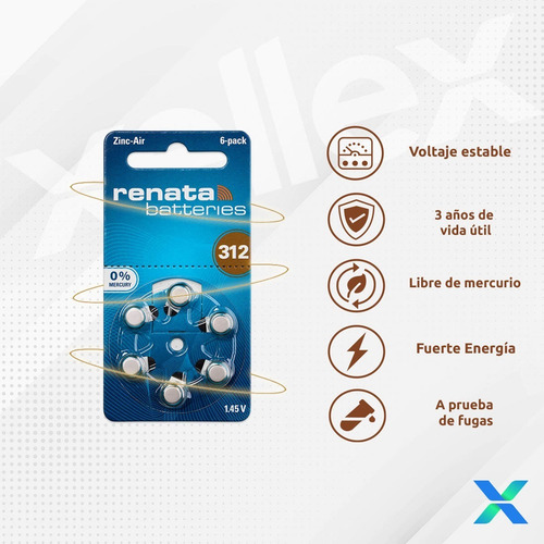 Imagen 4 de 8 de 30 X Pilas Audifono Renata 312 Pr41 Alemania San Martin