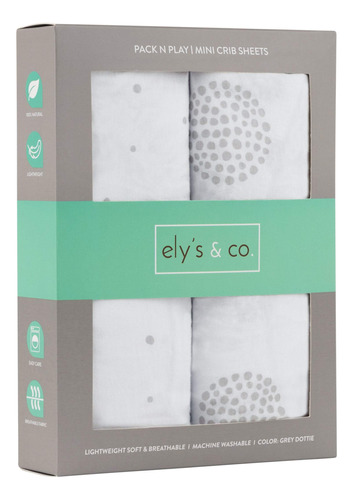 Ely's & Co. Pack N Play - Juego De 2 Sbanas Porttiles Para C