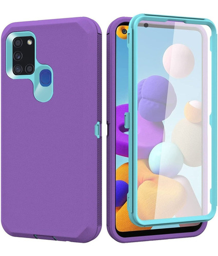 Funda 360 Con Protector De Pantalla Galaxy A21s Violeta