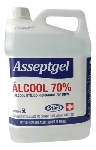 Álcool Liquido 70% Start Asseptgel 5l Loja Limpeza Hospital Fragrância Puro
